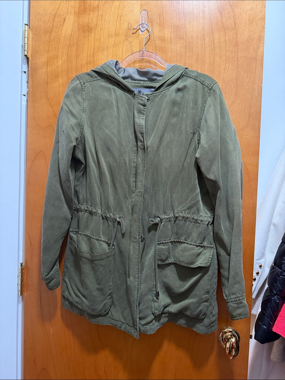 Matty M Olive Green Hooded Utility Jacket